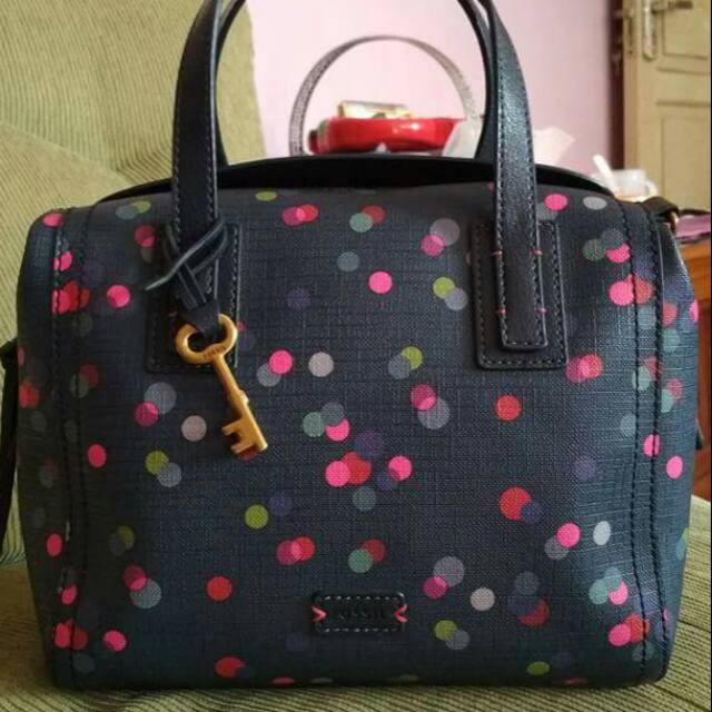 Tas Fossil Emma Navy Dot preloved(2nd) VGC. Ori no Fake/KW