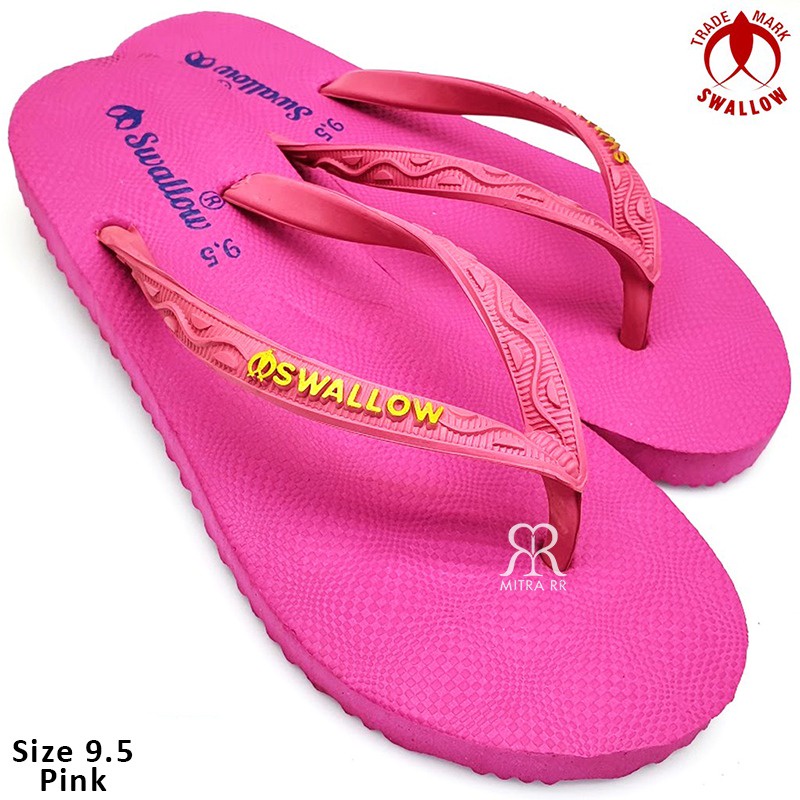 Sandal Jepit Swallow Nice Warna Sendal Karet Asli Wanita / Tali Jepit Sandal Serampat-Pink 9,5