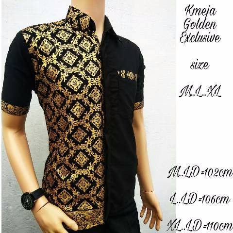 kemeja batik pria prada emas hitam | BATIK PEKALONGAN