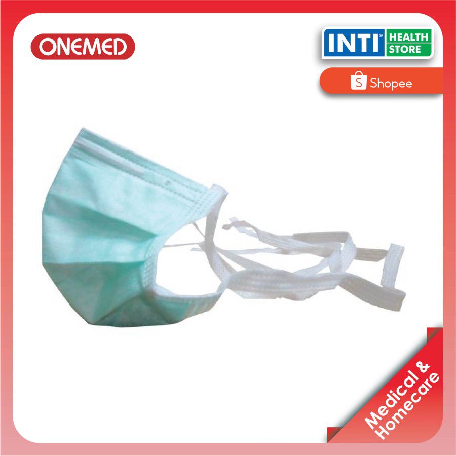 ONEMED | Masker Tie On 3 Ply | Masker Bedah Tali | Masker Tali 3 Ply