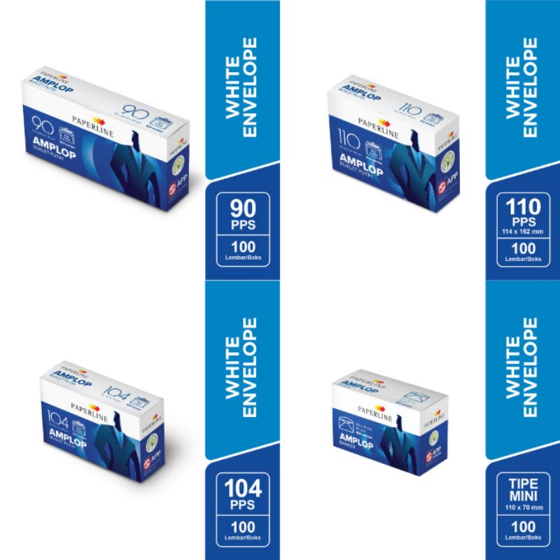 

(Isi 100) Amplop Paperline Tipe Mini / 90 PPS / 104 PPS / 110 PPS semua ukuran kecil besar panjang lem