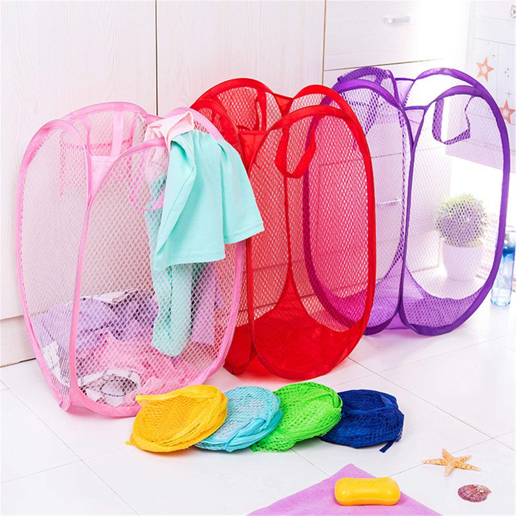  Keranjang  Lipat Laundry 36 x 58cm Hamper Baju  Jaring Kotor  