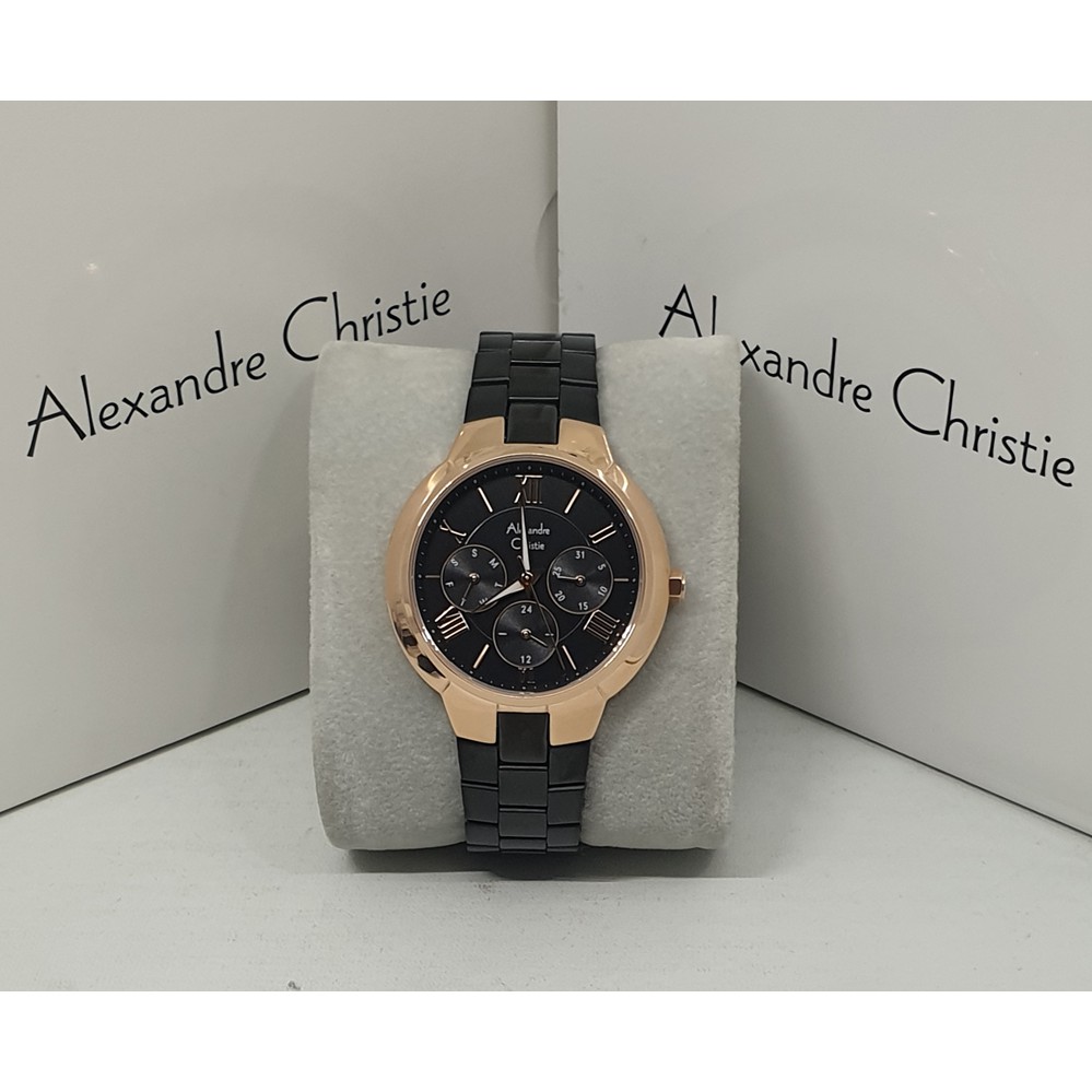 Alexandre Christie Ac 2805 Rosegold Black Jam Tangan Wanita Original