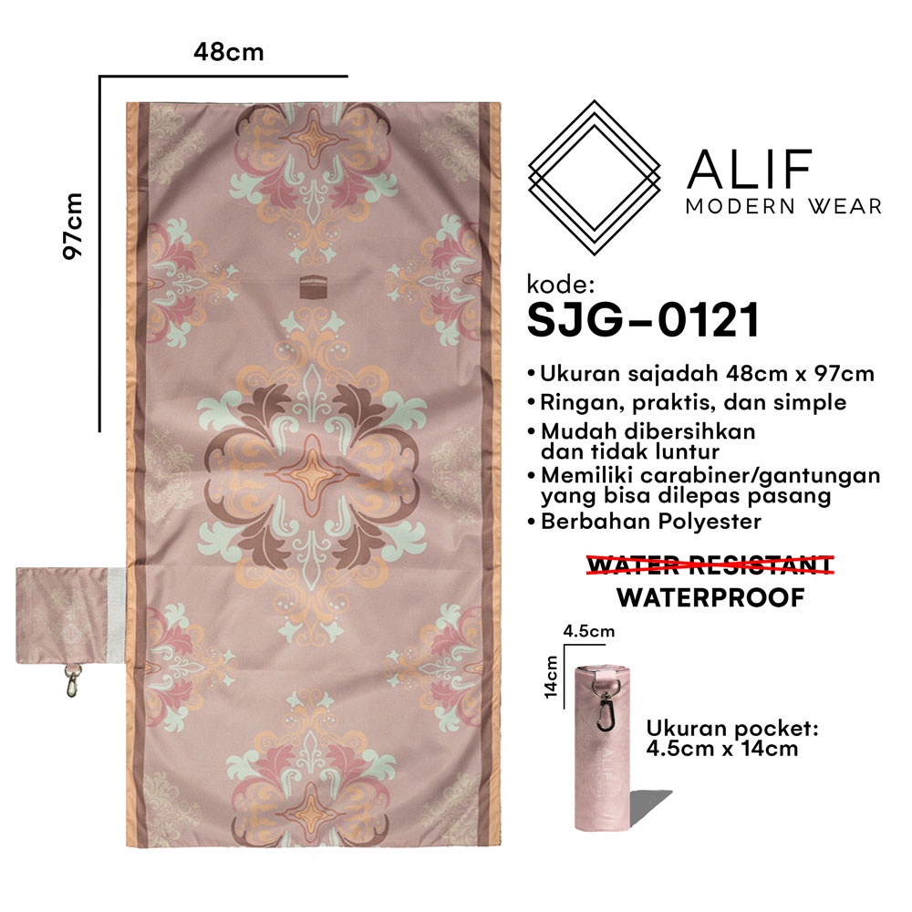 ALIF SAJADAH GENGGAM TRAVEL / SAKU / PORTABLE / WATERPROOF ( ALIF MODERN WEAR SJG-0121 )