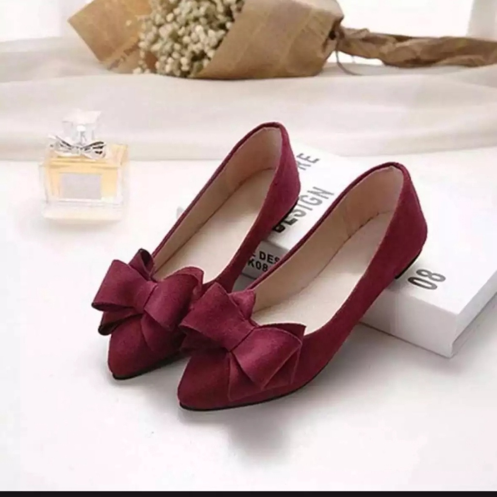 Sepatu Flat Shoes Wanita Pelangi Flatshoes Spatu Lancip Pita Ikat Perempuan Cewek Cewe FSH175 Cladiva-2