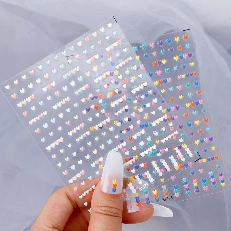 1pc Stiker Kuku Motif Hati Warna-Warni Untuk Dekorasi Nail Art