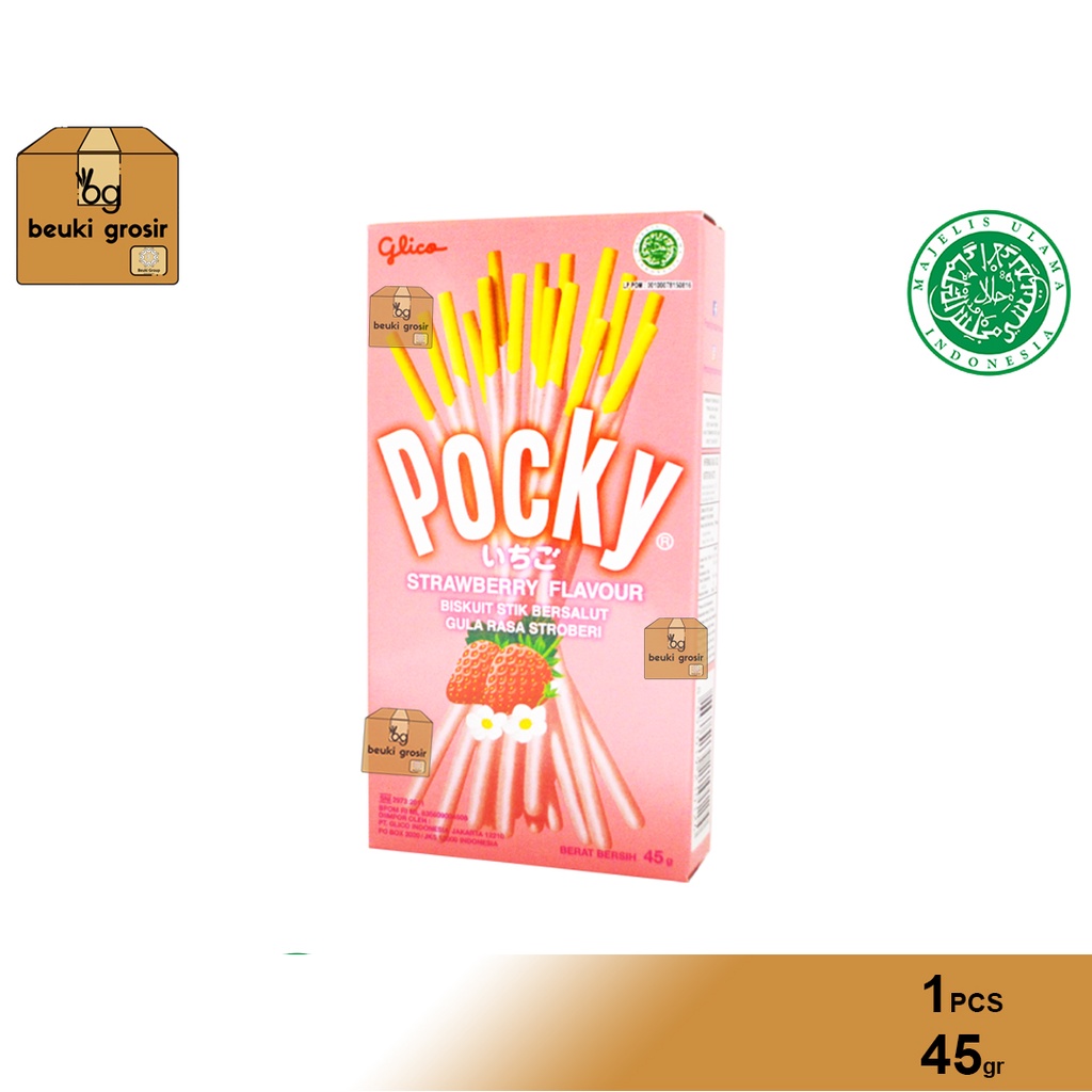 

Glico Pocky Strawberry Kue Biskuit Stik Bersalut Gula Rasa Stroberi Harga Grosir Lebih Hemat - 45gr