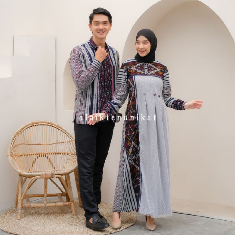 COUPLE TENUN SASMAYA 02 KEMEJA TENUN DAN GAMIS TENUN IKAT