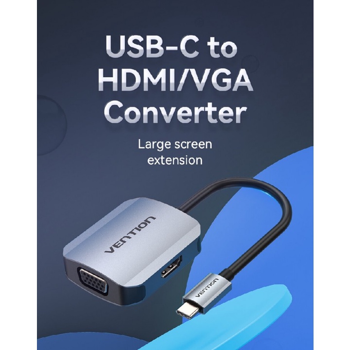 118 VENTION TDIHB - USB-C 2-in-1 Converter - HDMI 4K and VGA 1080P