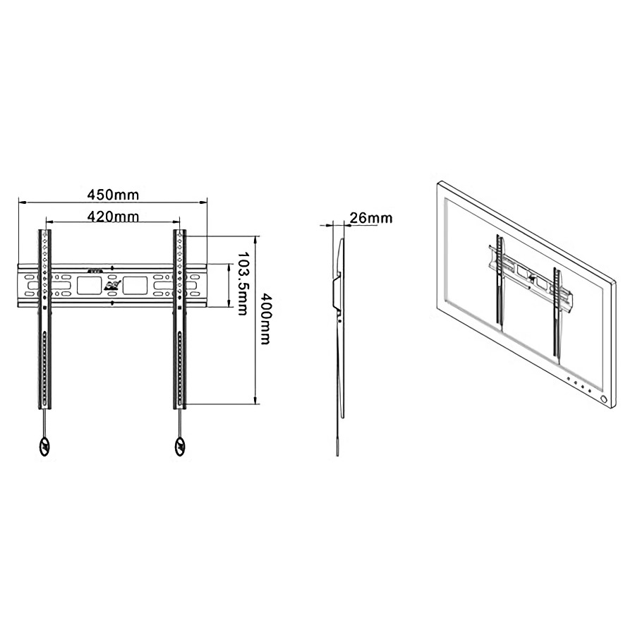 Bracket Braket Breket TV LED 32 40 42 43 49 50 inch, Bracket TV Model FIX &amp; Slim