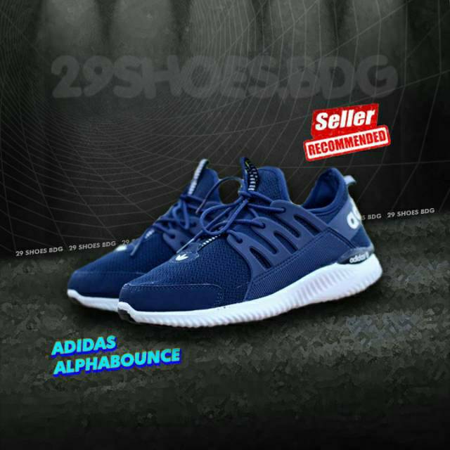 Sepatu Pria ADIDAS ALPHABOUNCE Sneakers Kasual Olahraga Jogging Lari Sport Kets Murah Import