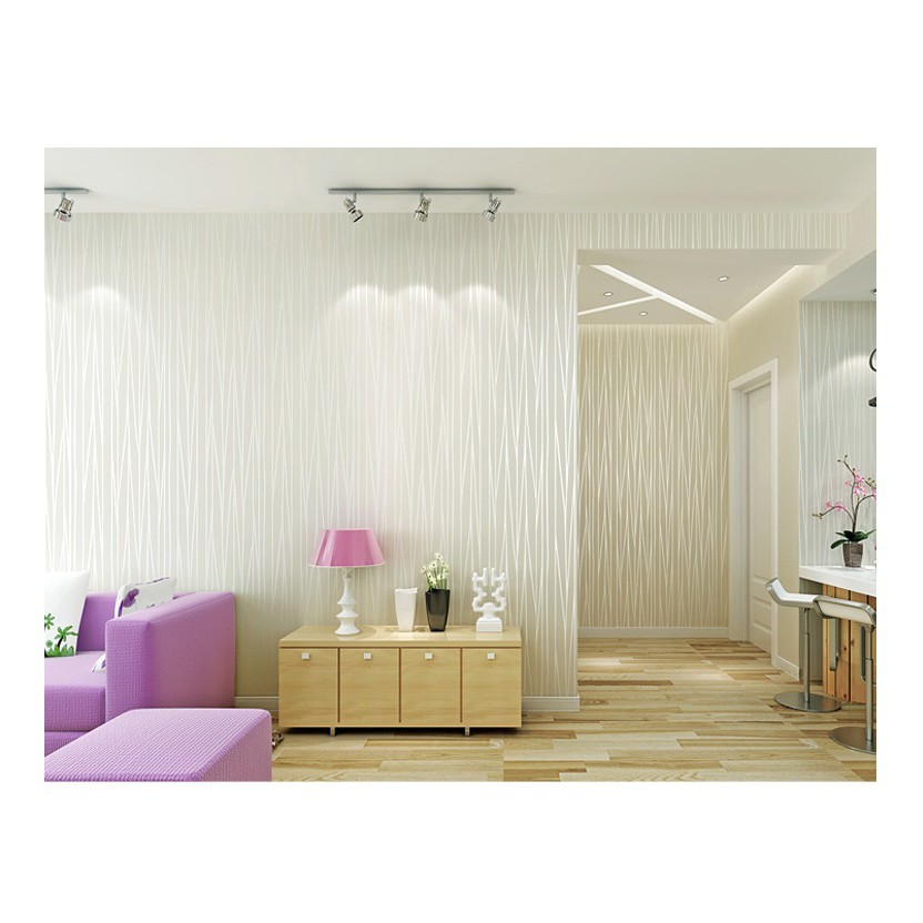 AKN88 - Wallpaper 3D Self Adhesive Fashion Modern Stripe 53cmx5m - White 7061