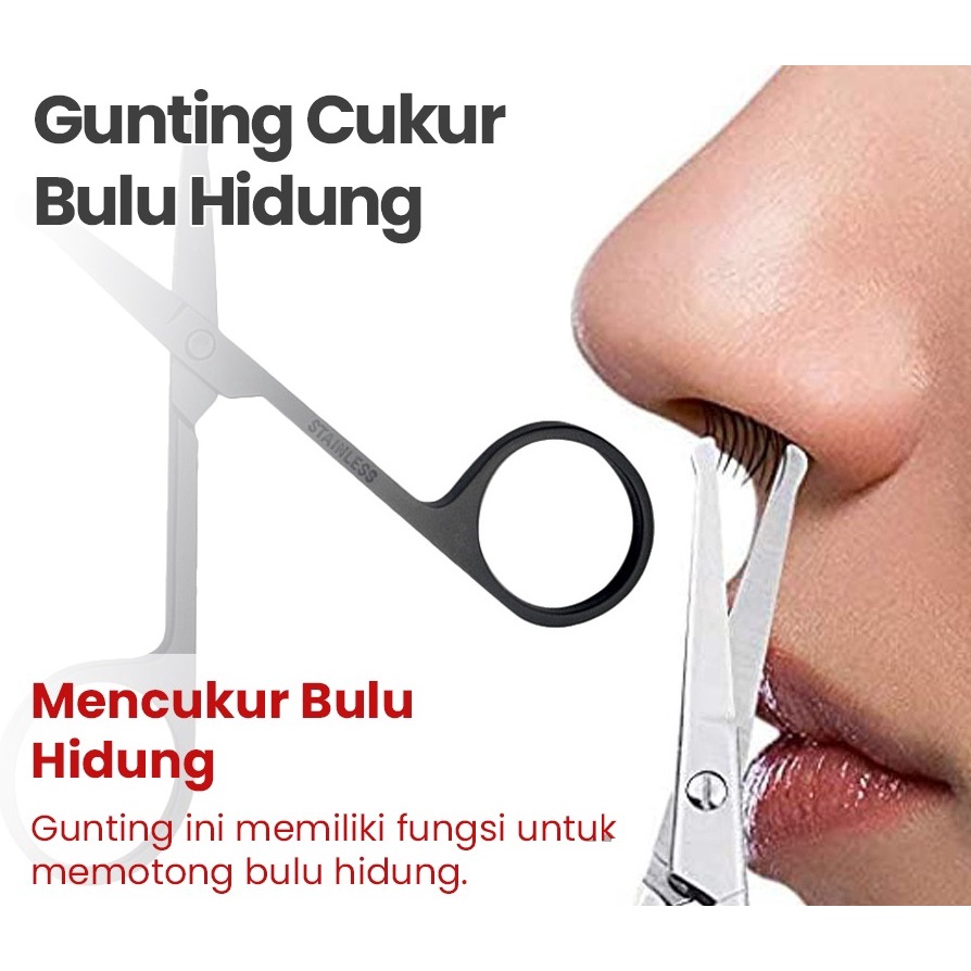 Gunting Potong Bulu Hidung Ujung Tumpul Bulat Stainless Steel Baja Alat Cukur Jenggot Alis Benang Kumis Kecil