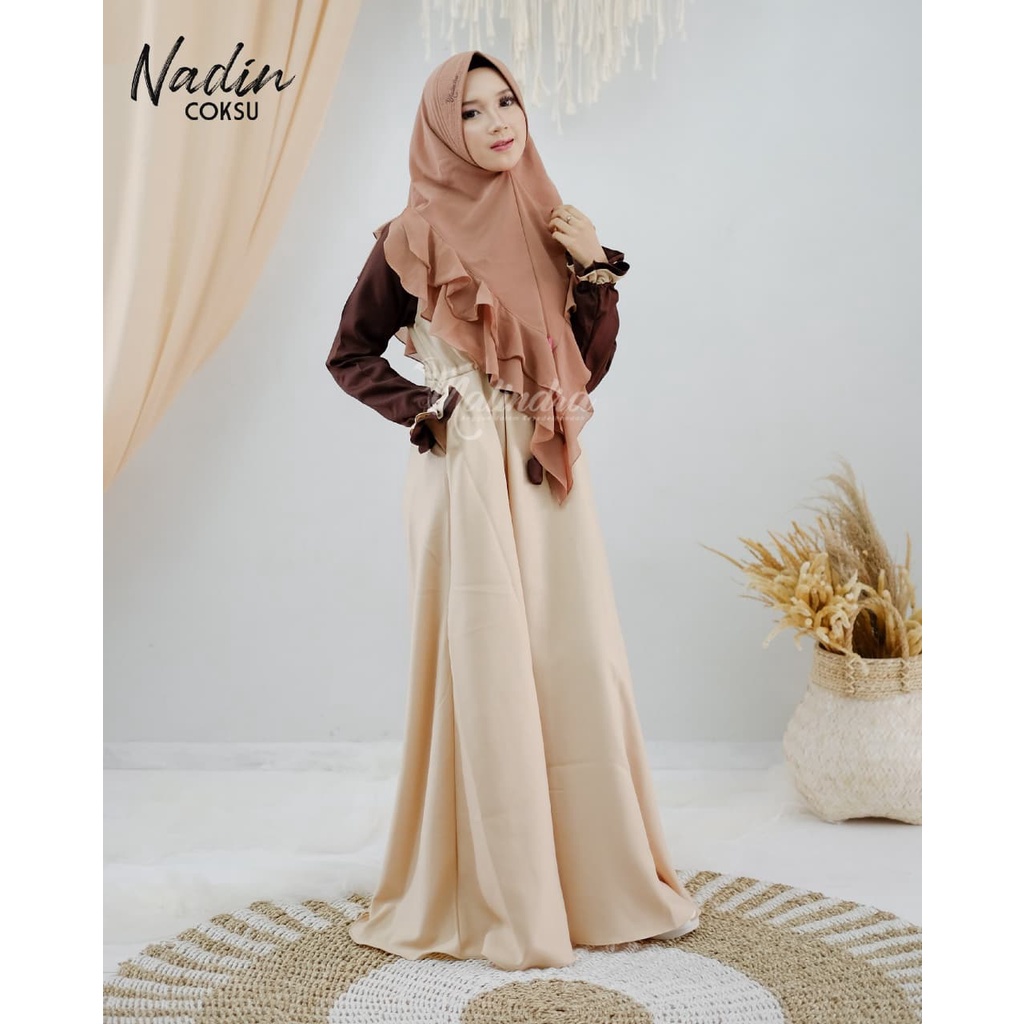 Gamis Lebaran 2022 Model Gamis Terbaru Polos Kombinasi Nadin Nalindra