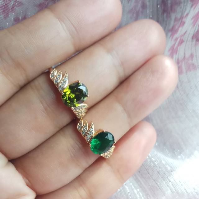Cincin Zircon / Cincin mata Hijau / Cincin Replika Emas