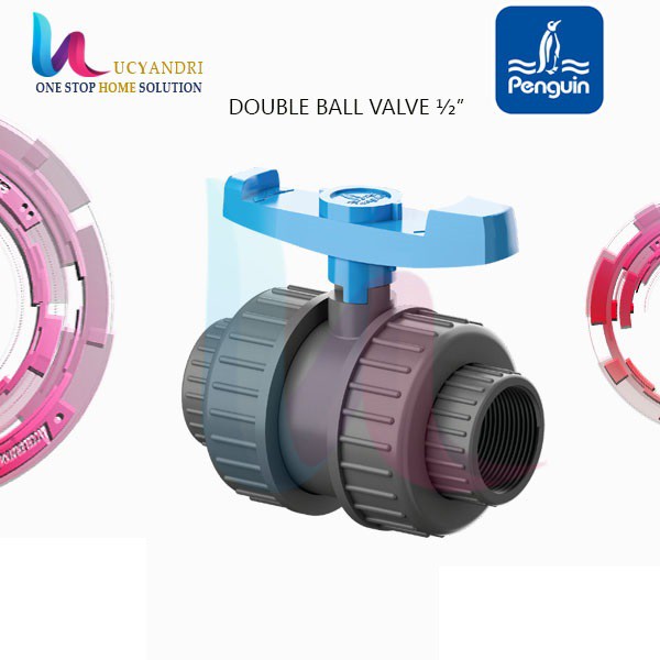 Double Union Ball Valve F X F Penguin ukuran 1/2 Inch Stop Kran Pakai Drat