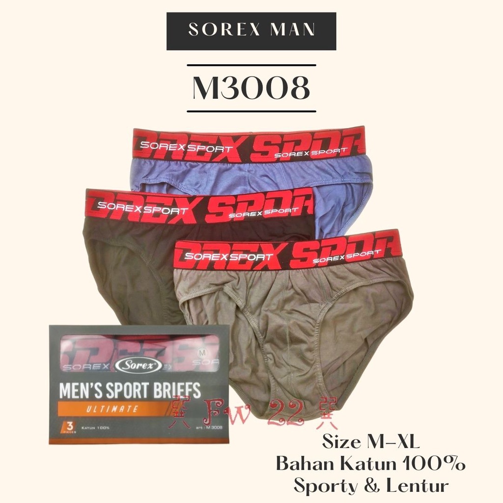 CD Sport Pria Sorex M3008 Ultimate Bahan 100% Katun Penyerapan Terbaik