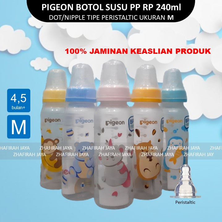 ❤ZJ❤ Botol Susu Pigeon 240ml tipe Dot Peristaltic M 4bln+ / Botol Susu PIGEON PP RP STD MM 240ml Nipple Peristaltic M 4bln+ / Botol PIGEON PP RP STD MM 240ml Dot Peristaltic M 4bln+