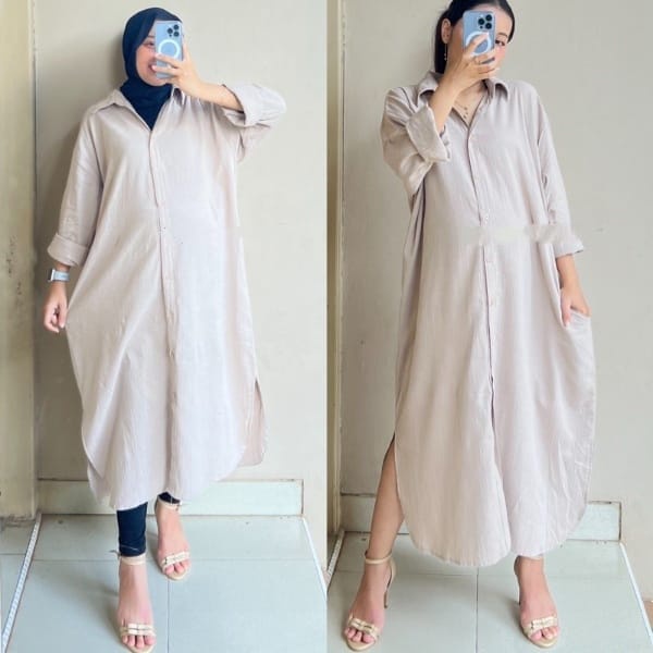 Oversize Dress - Shirt Dress - Korean Oversized Shirt Dress Outer