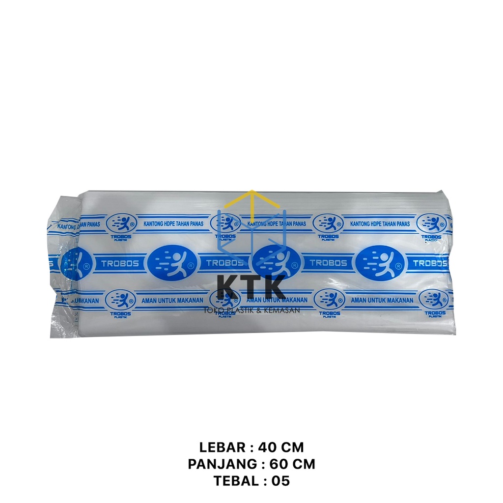 Kantong Plastik HDPE Tahan Panas Trobos 40x60 *05/10 kg Beras Laundry