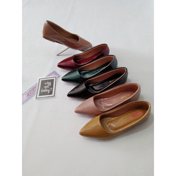 sepatu flatshoes wanita terbaru kekinian bahan  glossy LOUISDEAR B73