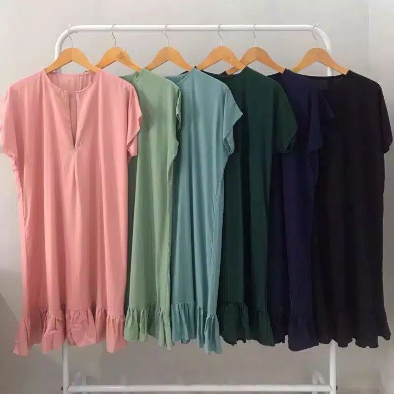 DASTER RUFFLE BUSUI KEKINIAN / DASTER POLOS / BAJU TIDUR WANITA