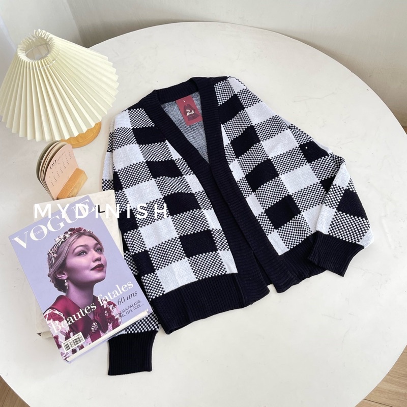 Nadya Square Cardy - Cardigan Wanita Terbaru Motif Kotak