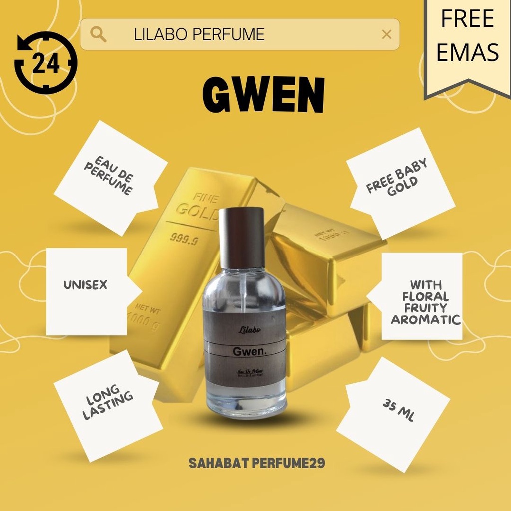 Parfum Andinskin GWEN - Perfume LILABO GWEN 35 ml Inspired by Andinskin Perfume GRATIS EMAS Eau De P