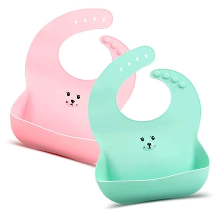 Slabber Silicone Baby BPA Free Silicone Bib Celemek Makan Bayi