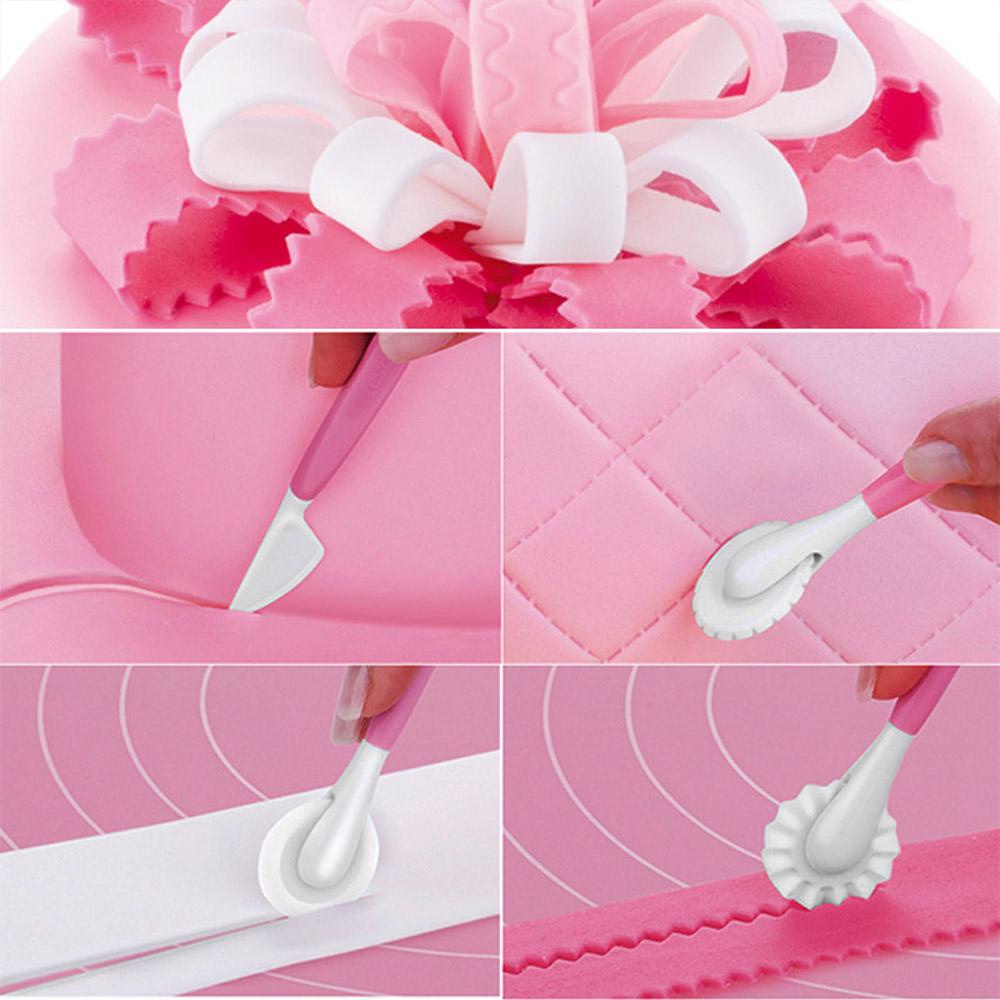 Suyo 4pcs Cetakan Pemotong Adonan Kue Fondant Desain Bunga Dengan 8 Pola