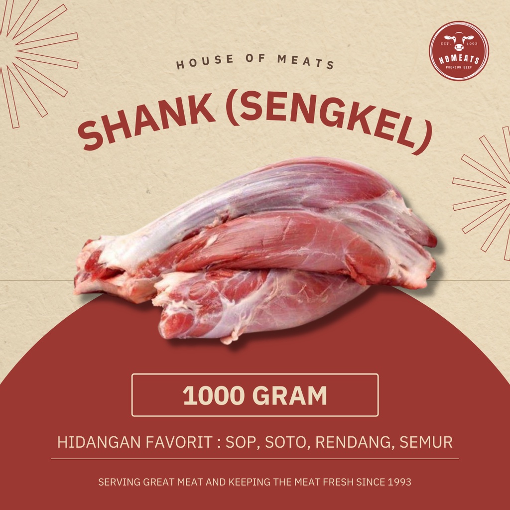 

Daging Sengkel Sapi Lokal Segar Premium Shank Fresh 1000 Gram 1 KG Dendeng Empal Sop Rendang