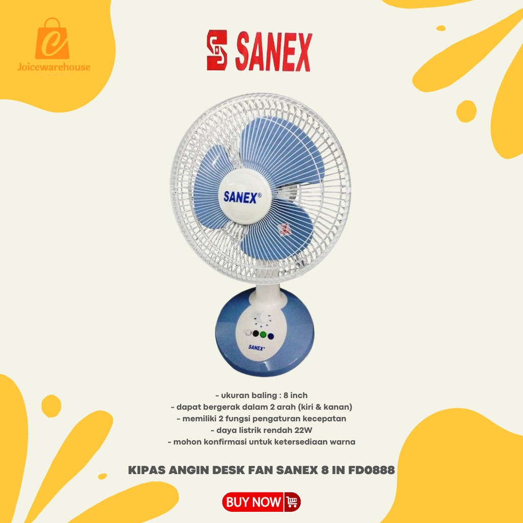 KIPAS ANGIN MEJA SANEX 8 INCH / KIPAS ANGIN DESK FAN SANEX 8 IN FD0888