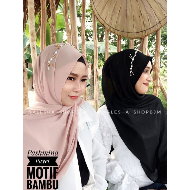 Hijab Shawl Pashmina Payet Bambu I Ceruty Baby Doll Alesha.hqa