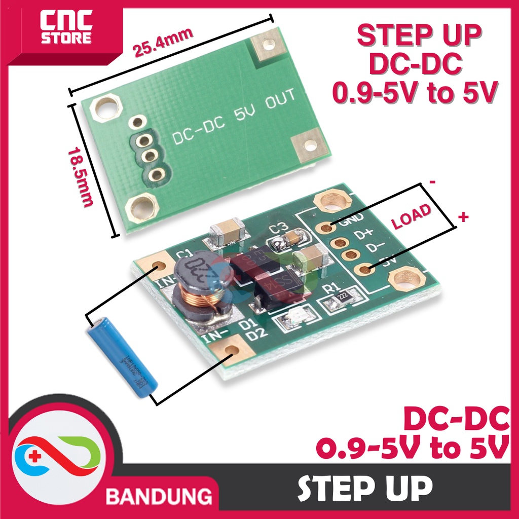 MODULE STEP UP DC BOOST CONVERTER 1-5V TO 5V PENAIK TEGANGAN BATERAI