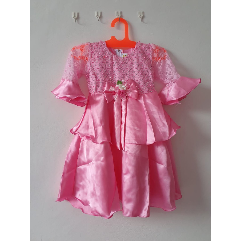 Baju Anak Perempuan 2 Tahun Dress Anak Import Murah Kekinian 2022 Bahan Satin Brukat Adem KA48