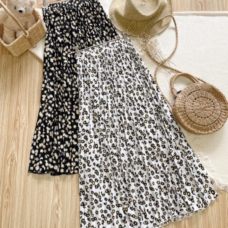 ROK DAISY BUNGA BAHAN HYGET PREMIUM // ROK PLISKET MOTIF BUNGA // ROK PLISKET DAISY MOTIF TERBARU