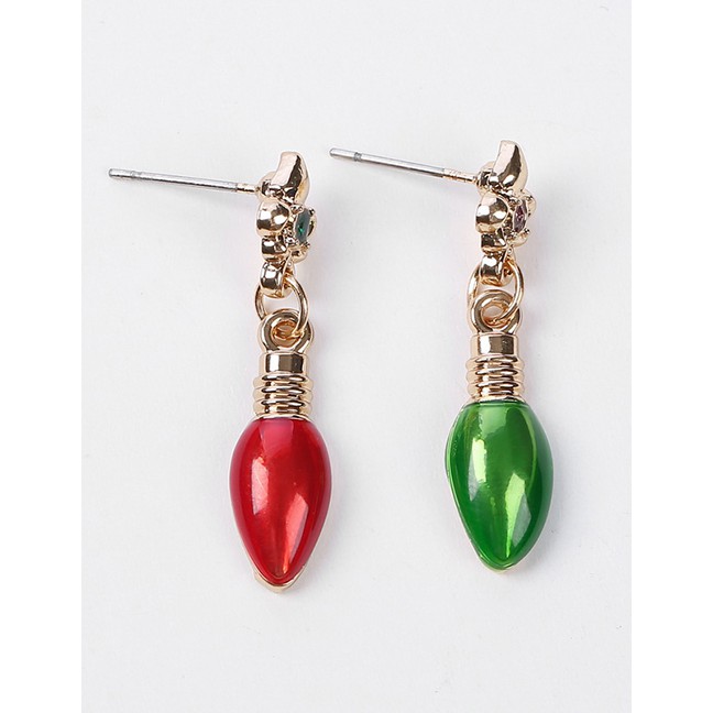 LRC Anting Tusuk Fashion Traffic Light Christmas Tree Red Light Green Light Asymmetrical Earrings