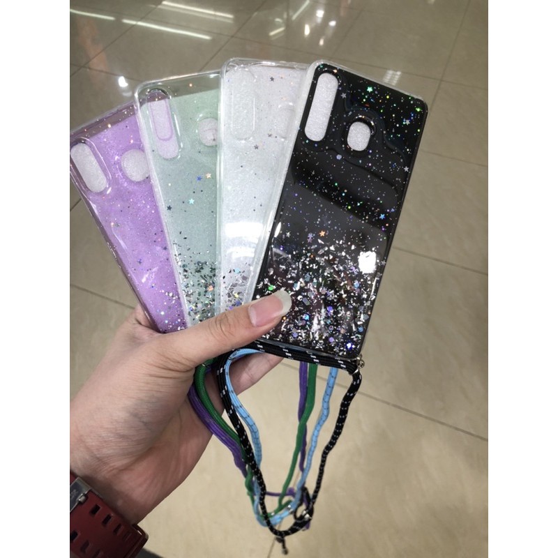 SAMSUNG A10S/A20S/A20/A30/A50/A30S/A50S/A70/A80/A90 CASE TALI GANTUNGAN NAGITA GLITER LANYARD CASE