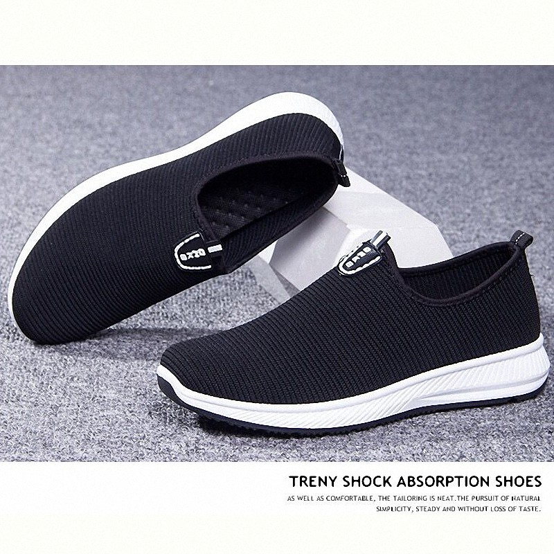 Toread Sepatu Slip On Pria Sepatu Casual Pria Antislip  Untuk Sekolah Hitam MC601