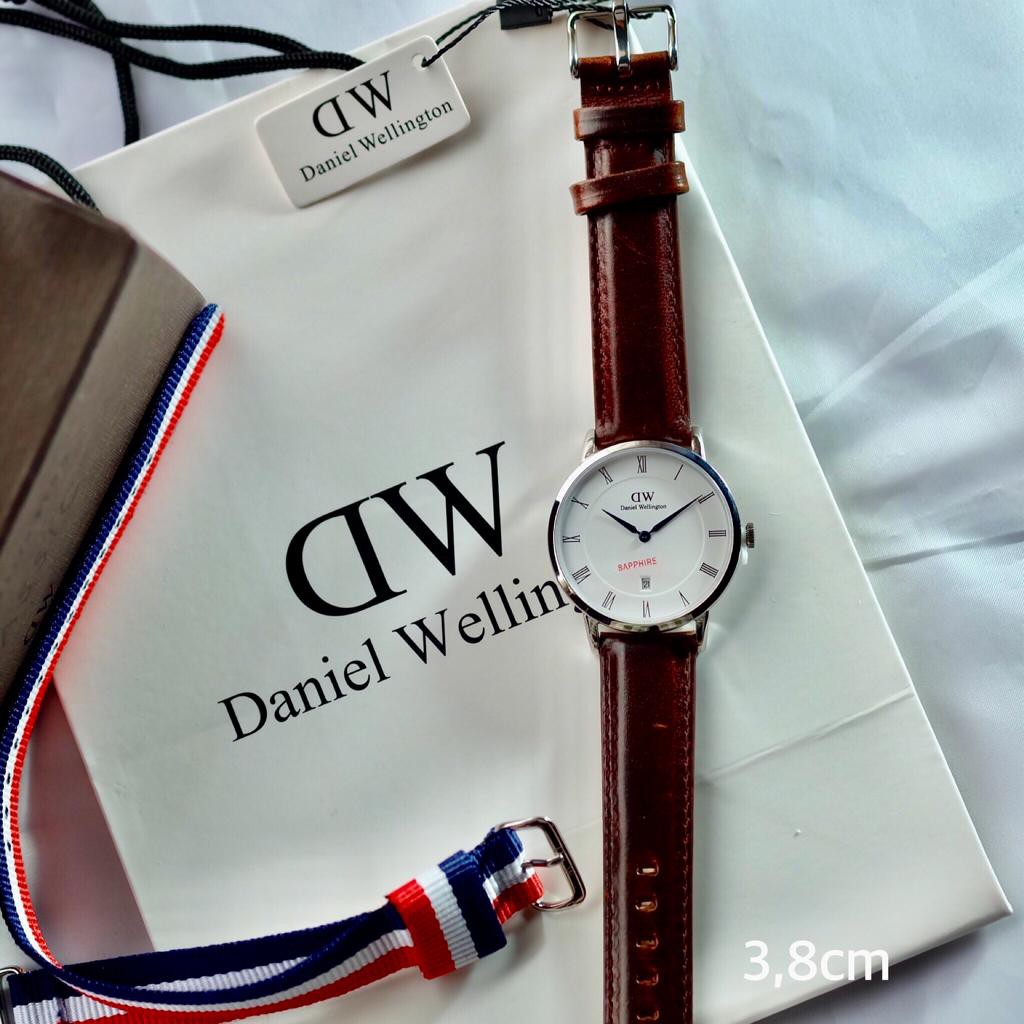 Jam Tangan Pria Wanita DW Daniel Wellington Tanggal Premium Tali Kulit