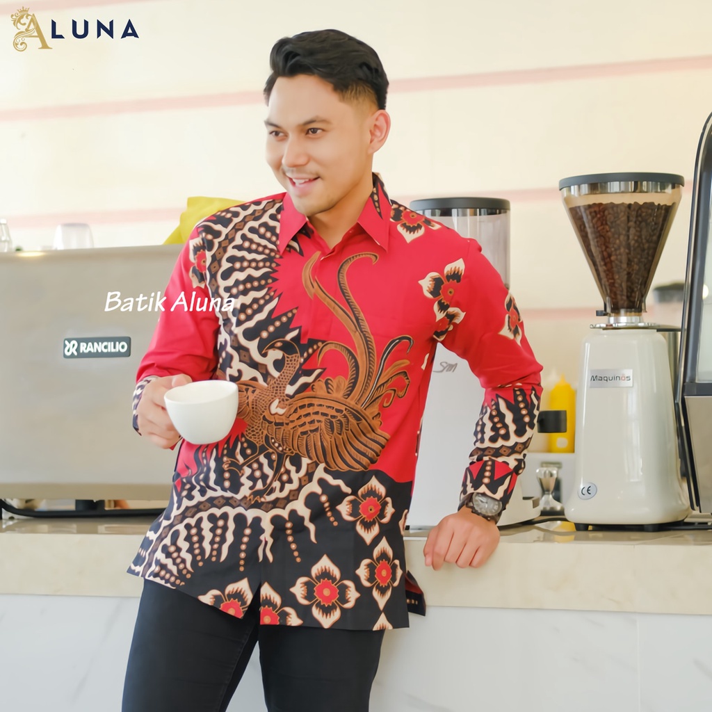 KEMEJA BATIK PRIA LENGAN PANJANG PREMIUM REGULAR MODERN BATIK ALUNA PCW 082