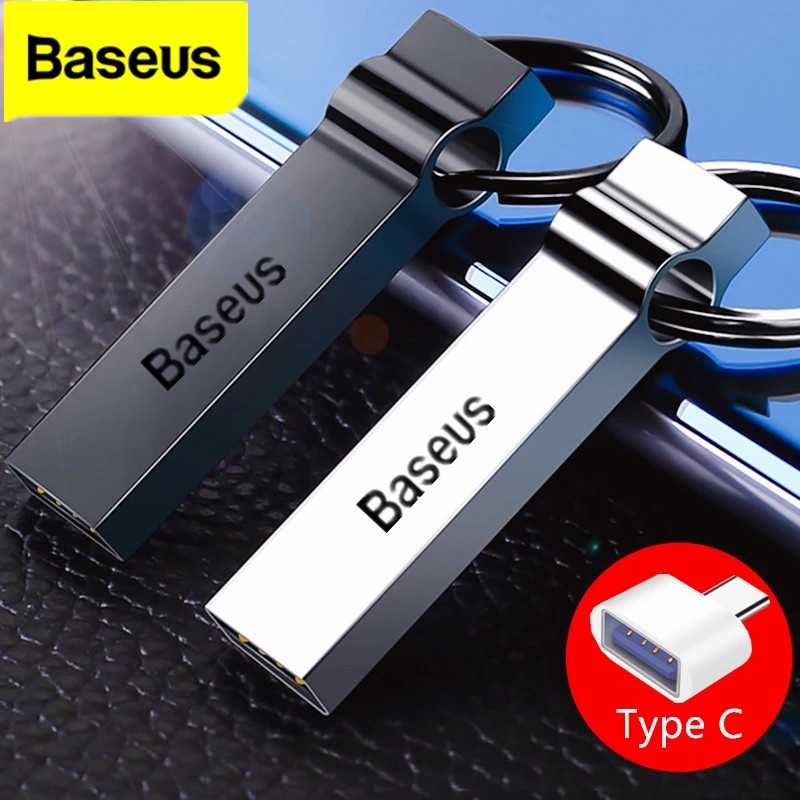 Baseus Flash Disk USB 2TB Kecepatan Tinggi Bahan Metal Dengan Gantungan Kunci