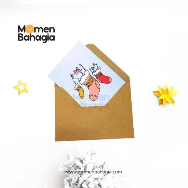 Kartu Ucapan Natal Tree 5 + Amplop Vintage (Kartu Natal Murah)