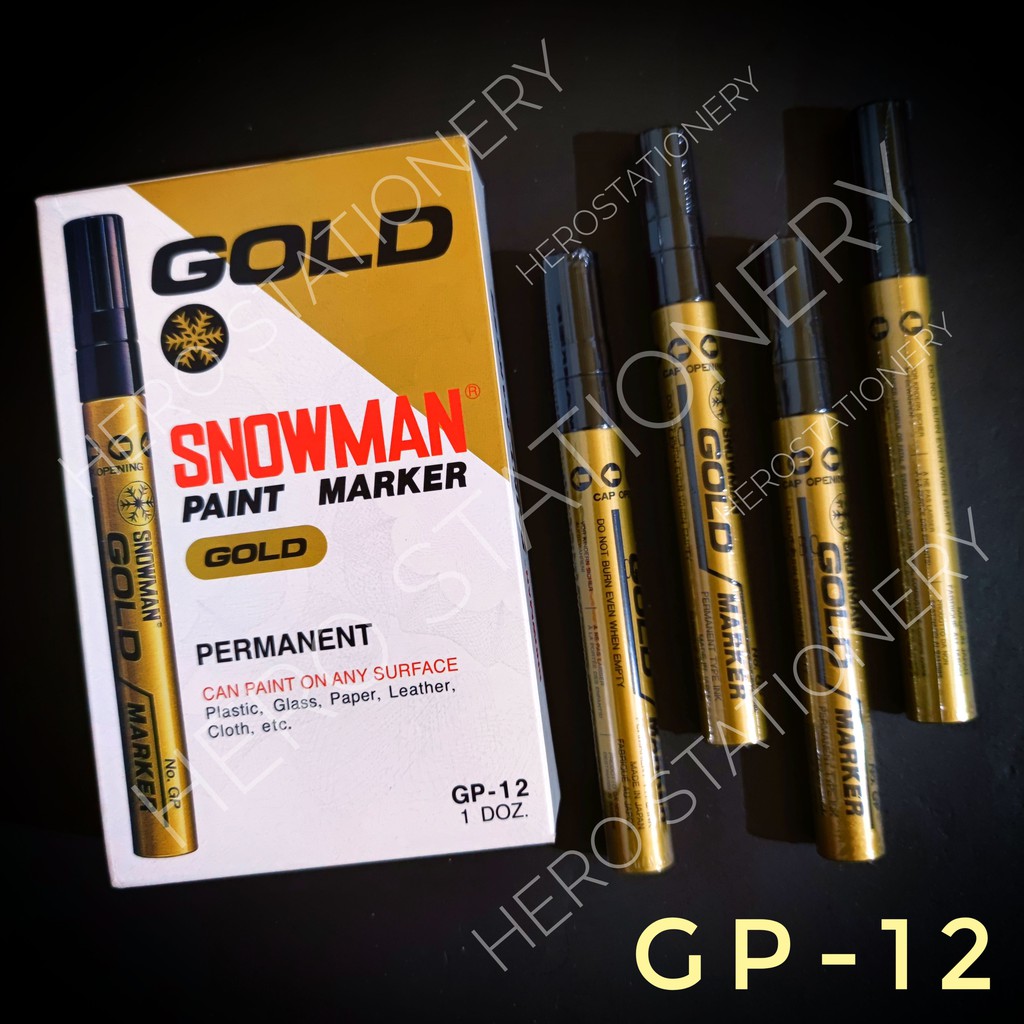 

Snowman paint marker spidol permanen jumbo tinta emas gold GP-12
