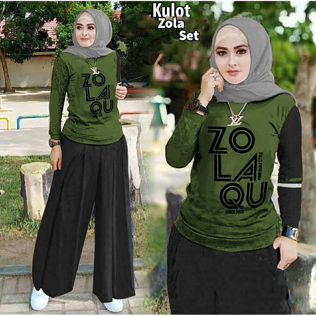 QUEEN FASHION SETELAN KULOT ZOLAQU / FIT TO XL / BABYTERRY TEBAL