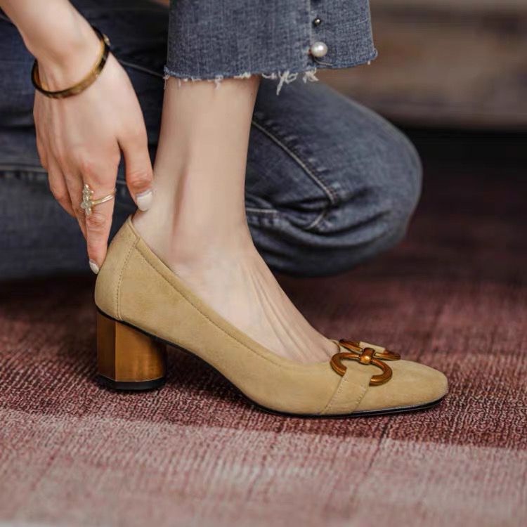 RYS - Velvet Ring Sepatu Heels Slip-On Fashion Wanita Fashion Casual / Kantoran  - Ori Import