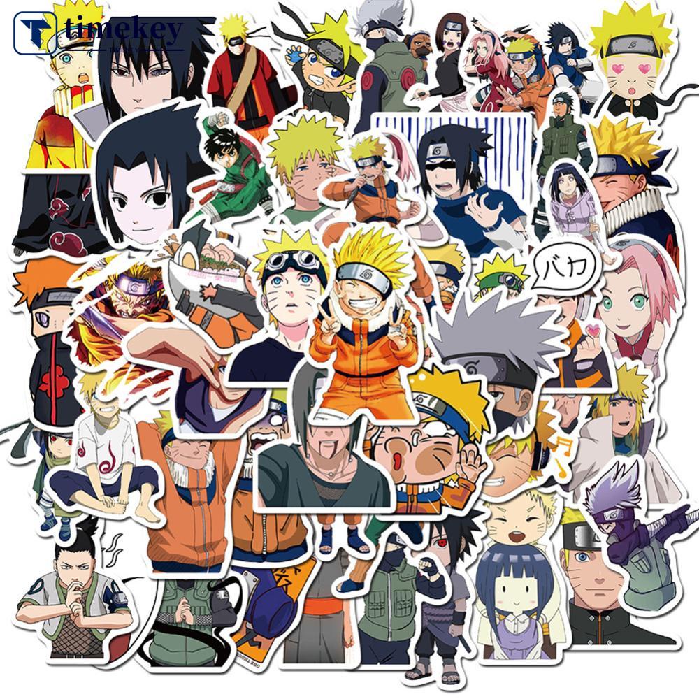 Timekey 50pcs / Pak Stiker Motif Kartun Anime Naruto Anti Air Untuk Skateboard / Motor / Gitar / Koper / Laptop / Sepeda A2K1