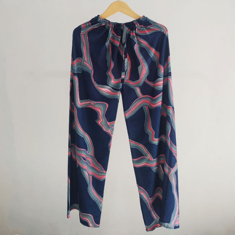 KULOT WANITA MODEL VANESSA | CELANA PANJANG RAYON KEKINIAN | HIGH WAIST BALI MODEL SPIRULINA VANESA FUJI-Biru