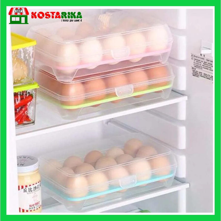 Kotak Telur Portable Atau Box telur Atau Egg Box Atau egg organizer 15 Sekat Tempat Telur Plastik