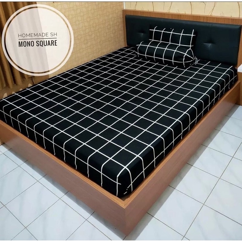 seprei terbaru ala korea motif kotak kotak sprei hitam motif terbaru bantal guling perlengkapan kama